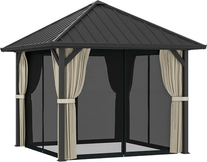 Tuinpaviljoen – Metalen Paviljoen – Tuinoverkapping – Buitenverblijf – Hardtop Paviljoen – Waterdicht Hardtop Dak – Stevig Metalen Frame 304x304 cm