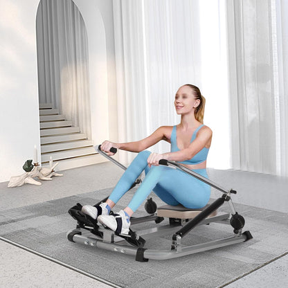 Hydraulische Roeimachine – Roeitrainer – Fitness Roeimachine – Cardio Apparaat – Gewichtstrainer – Verstelbare Weerstand 15-55 kg – LCD Monitor Met Trainingsgegevens – Comfortabele Zitting Met Lange Rail