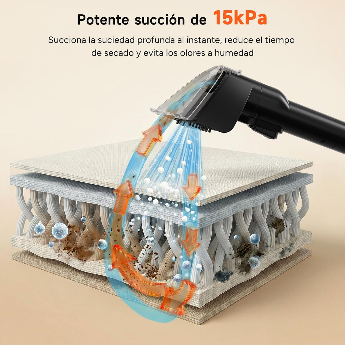 Woox Aspiradora de Agua Tapiceria portátil con vapor caliente, Máquina limpiadora de alfombras 15Kpa de alta succión con accesorios exclusivos Limpiador a vapor 2 en 1 para tapicerías, coches