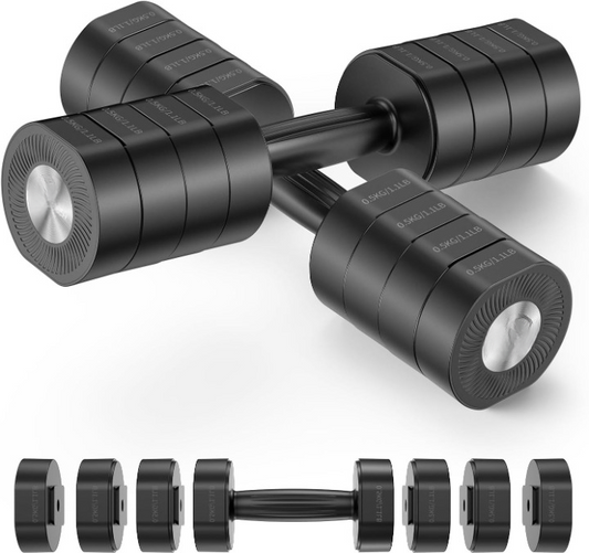 Halters - Halterset - Fitnessgewichtenset - Dumbbell -  Korte Halters - Set van 2 - Verstelbaar - 4-in-1 - voor Dames - 1-4 kg Gewichten Verstelbaar - voor Krachttraining - Fitness - Thuisgym - Cadeau - Zwart