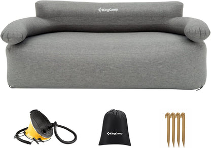 KingCamp Opblaasbare bank, outdoor, camping, luchtbank, met rugleuning, armleuning, opblaasbare bank, camping, voor indoor, outdoor, party, reizen, strand