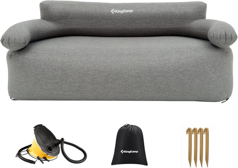 KingCamp Opblaasbare bank, outdoor, camping, luchtbank, met rugleuning, armleuning, opblaasbare bank, camping, voor indoor, outdoor, party, reizen, strand
