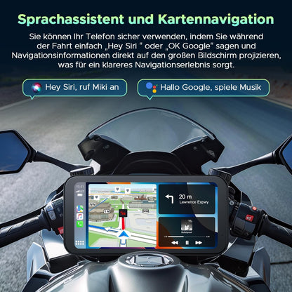 Draadloos CarPlay Scherm Motorfiets – Motorfiets Display – Navigatiescherm – Android Auto Scherm – Touchscreen GPS – 6,25 Inch HD IPS – IP67 Waterdicht Met Bluetooth 5.0