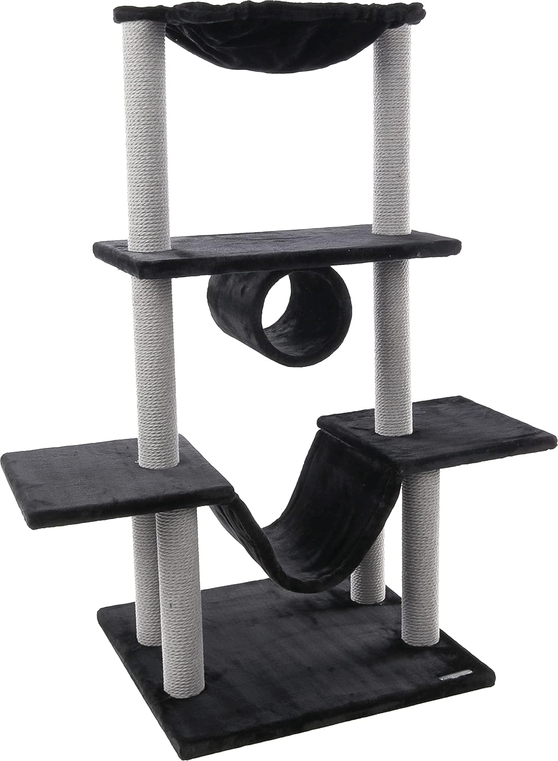 Krabpaal – Krabmeubel – Kattenpaal – Klimpaal – Speelpaal – Zacht Pluche 450 g/m² – Stevig Katoenen Sisal 6 mm – 60 x 57 x 122 cm – Met Hangmatten, Tunnels en Platforms