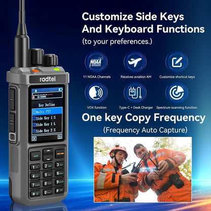 Radtel RT-880G GPS APRS 10 W Ham Radio Walkie Talkie Draagbare CB-radio 1024 kanalen HF SSB Rx met cross-band repeater, 6,5 cm kleurendisplay met programmeerkabel SW/MW-antenne