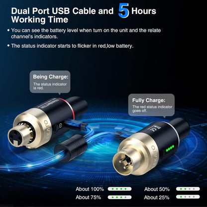 LEKATO 5,8 GHz draadloze microfoon zender ontvanger plug-in XLR microfoon draadloos systeem voor dynamische microfoon, audio mixer, digitale reflexcamera, geluidssysteem