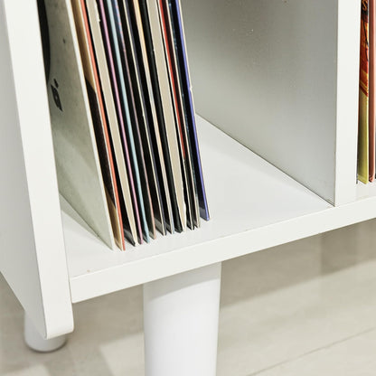 Platenspelerstandaard met vinylopslag voor maximaal 300 lbs, grote platenspelertafelkast voor albumopslag met houder vinyl displayplank, houten draaitafelstandaard voor slaapkamer woonkamer (wit)
