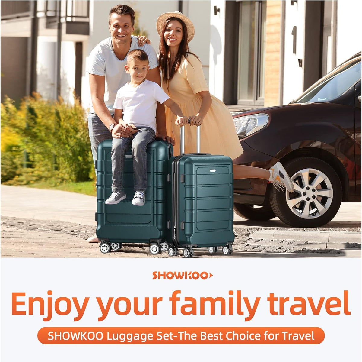 SHOWKOO Kofferset Uitbreidbaar Reiskoffer PC+ABS Hardschalige Carry on Lichtgewicht Duurzaam Trolley Reizen Cabine Koffer Bagage met Spinner Wielen TSA Slot