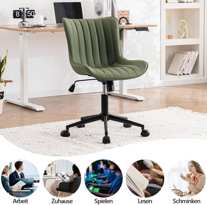 YOUTASTE Bureaustoel, ergonomisch, in hoogte verstelbaar, stoel met PU-leer en wielen, draaistoel, kantelfunctie, computerstoel, 136 kg belastbaar, olijfgroen