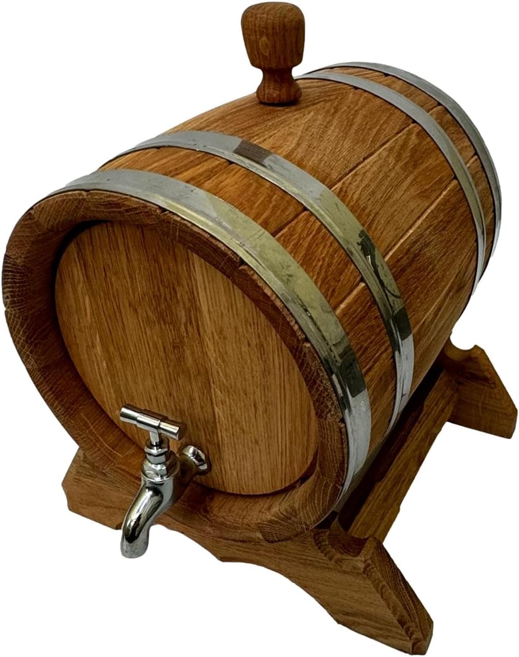 Wooden World - Eikenhouten vat met kraan op standaard - vat voor wijn, whisky, cognac - 10 liter