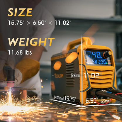 TOOLIOM 50A plasmasnijder 230V contactloze pilootlichtboog plasmasnijder 2T/4T snijvermogen max. 20mm geschikt voor gelakte platen en vliegroest