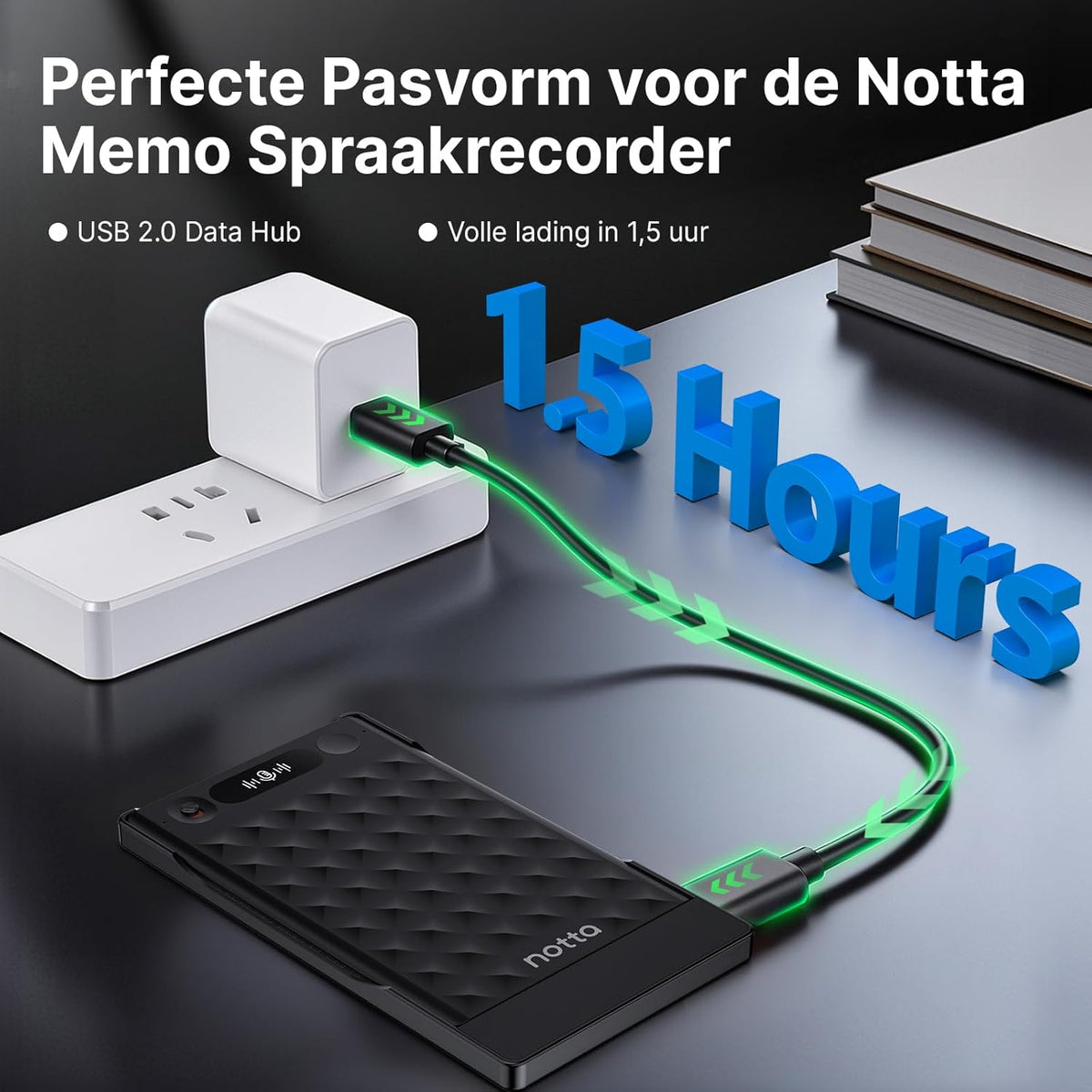 Notta Memo AI spraakrecorder(Zwart) met Memo MagBridge, AI-Transcriptie & Samenvatting 58 Talen, 2000u Geheugen, voor Gesprekken/Vergaderingen/Colleges