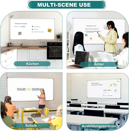 Whiteboard 100 x 150 cm whiteboard magnetisch, magneetbord met aluminium frame, magneetwand, whiteboard met pennenbakje en haak