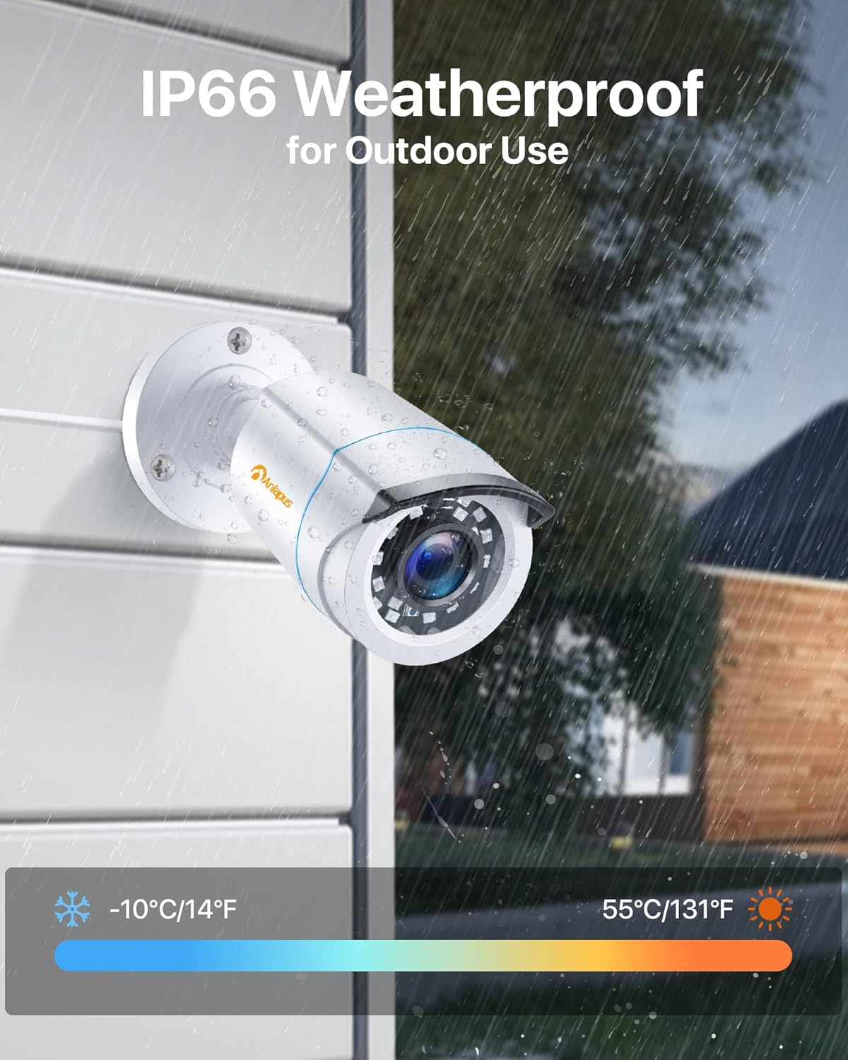 Anlapus 1080P HD Videobewakingssysteem Voor Buiten met 1TB Harde Schijf, 8CH 1080P H.265+ DVR Met (4) 2MP-Camera Voor Thuisbeveiliging, App / E-mailalarm bij Beweging