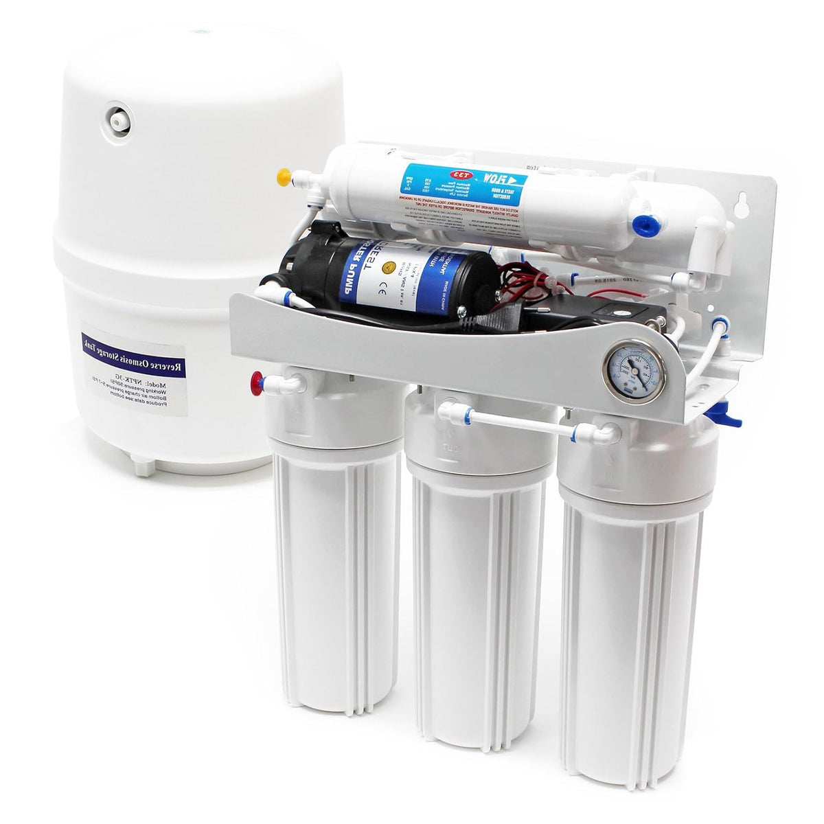 Naturewater 5-stage reverse osmosis RO 180 l/day with pump and pressure indicator - QUORE