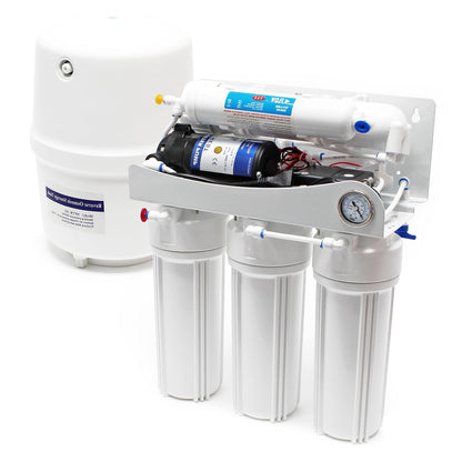Naturewater 5-stage reverse osmosis RO 180 l/day with pump and pressure indicator - QUORE