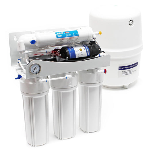 Naturewater 5-traps omgekeerde osmose RO 180 l/dag met opvoerpomp en drukindicator