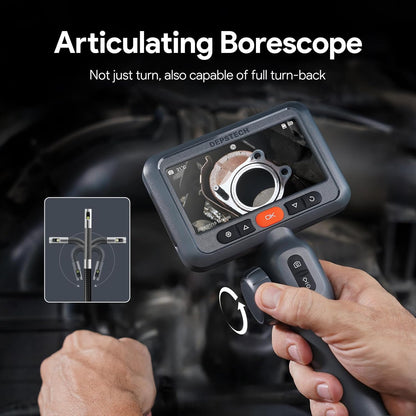 DEPSTECH Endoscoop met dubbele lens met 210 graden tweeweg-scharnier, industriële endoscoopcamera met verlichting, 0,33 inch sonde, 3M waterdichte flexibele slangenbuis, video-inspectiecamera-tool