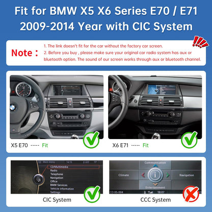 Road Top CarPlay Screen, 12.3 inch Car Radio Touch Screen for BMW X5/X6 Series E70/E71 with CIC System (2009-2014 year), Car Stereo with Narrow Bezel, Compatible with Apple CarPlay/Android Auto/MirrorLink - QUORE