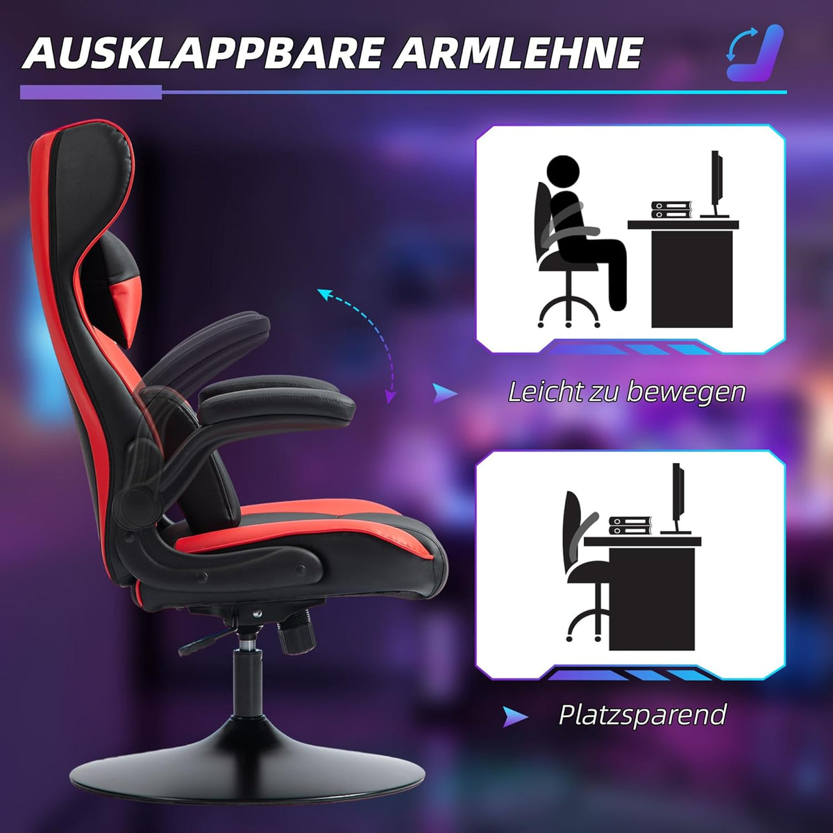 Gamingstoel – Bureaustoel – Gamerstoel – Zithoekstoel – Ergonomische Stoel – Verstelbare Hoogte – Kantelfunctie - QUORE