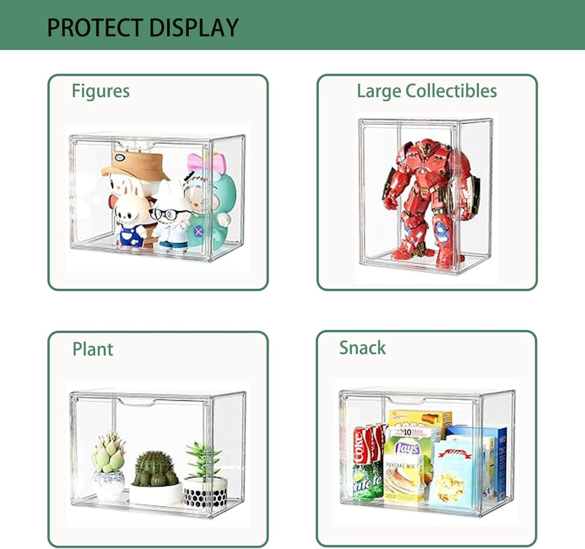 Tentoonstellingsvitrine van acryl met deur voor verzamelvitrines, vitrine, plexiglas, voor handtas, figuren, Funko Pop, zelfmontage (10, 36 x 22 x 27 cm)