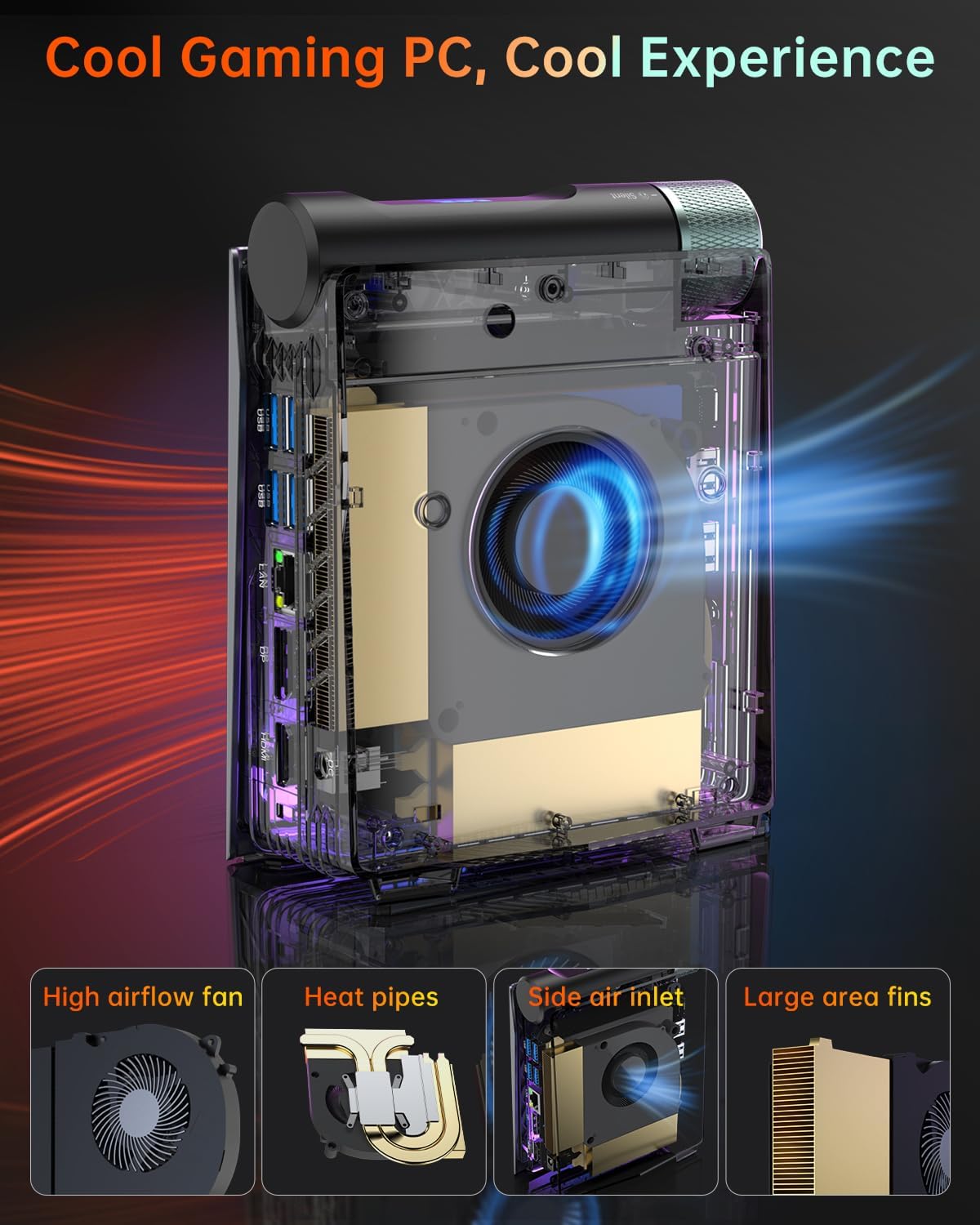 ACEMAGICIAN AMD Ryzen 9 6900HX (tot 4,9 GHz) RGB Mini PC, 32 GB DDR5 1024 GB (1 TB) SSD, AMD Radeon RX 680M Micro Desktop 【Instelbare Modus/Stille Eco/Performance】
