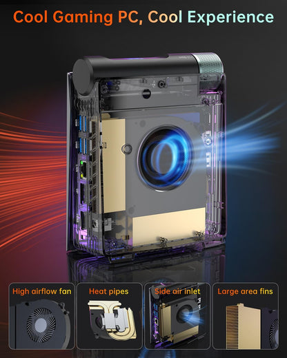 ACEMAGICIAN AMD Ryzen 9 6900HX (tot 4,9 GHz) RGB Mini PC, 32 GB DDR5 1024 GB (1 TB) SSD, AMD Radeon RX 680M Micro Desktop 【Instelbare Modus/Stille Eco/Performance】