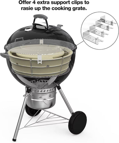 Onlyfire Rookbox Kit met Roestvrijstalen Houtskoolmand, Hitteafleider en 4 Steunhaken, BBQ Smoker Box voor Weber 57 cm/22" Ketel Houtskoolgrill, Gerookt Vlees en Vis