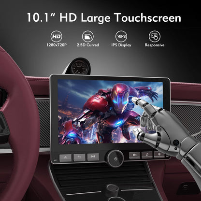 Haudio 360" Draaibare Autoradio, 1 Din DSP Autostereo, 10,1 Inch lPS Scherm met Carplay &Android Auto, Autoplay met Achteruitrijcamera, Spiegellink, Spraakbediening AM/FM/RDSRadio met Knop 2+64G