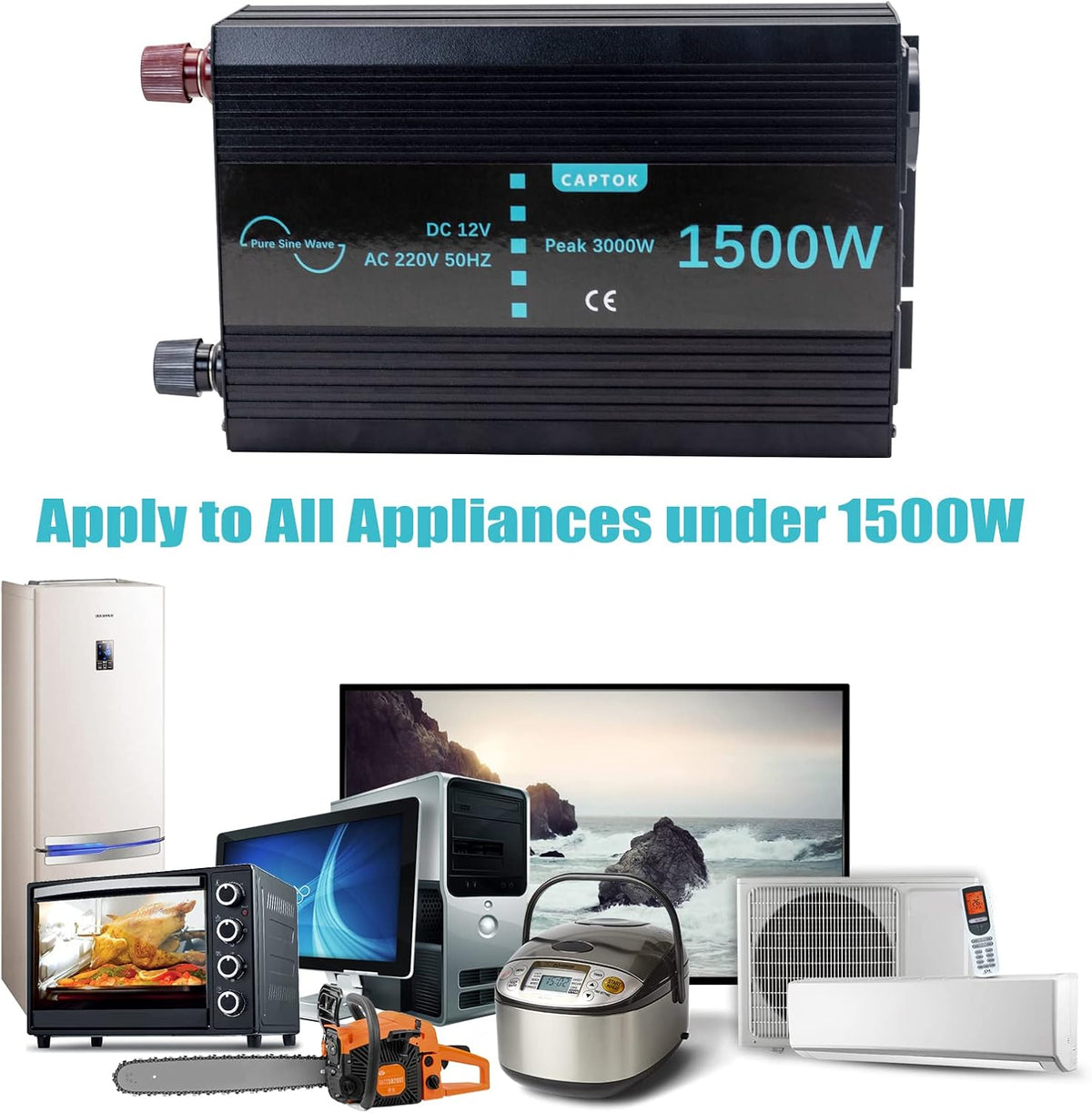 Spanningsomvormer, 1500 W/3000 W, zuivere sinusomvormer, DC 12 V naar AC 230 V, EU-stopcontact, dubbele lcd-digitale displayconverter