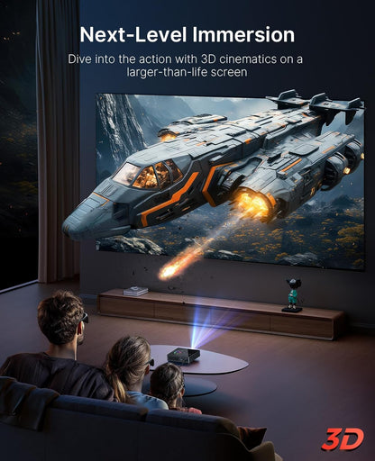 NexiGo Nova Mini, Draagbare Laserprojector, Google TV met Netflix, 1080p FHD, 1200 Lumen, 15000:1 Contrast met SAE, 3D, Automatische Setup, 150" Beeldscherm, 8W Dolby Audio