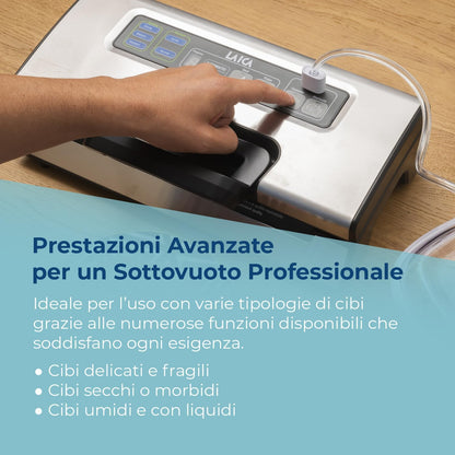LAICA VT3220 Professionele vacuümmachine, geschikt voor alle soorten levensmiddelen, snelle marineerfunctie, houdt levensmiddelen tot 5 keer langer vers, inclusief 2 vacuümrollen