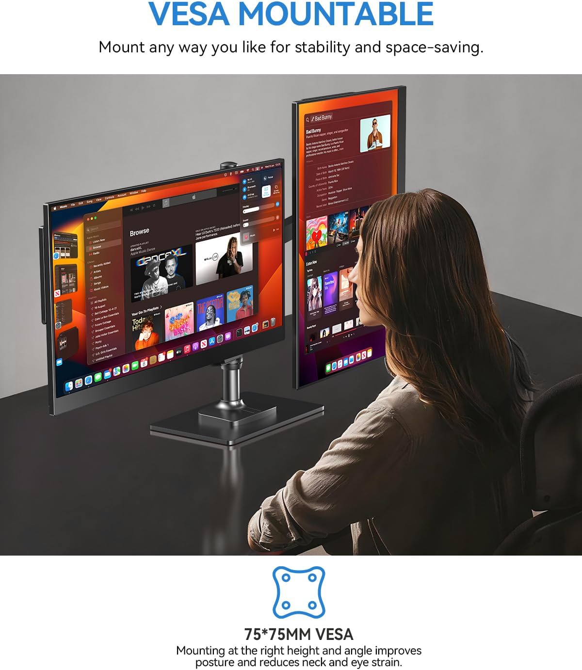 UPERFECT Draagbare Monitor 17,5 inch, 1920×1200P FHD Portable Monitor 16:10 125% sRGB 1500:1 IPS met USB-C & HDMI, Ultradun - Oogbescherming - Extern Tweede Scherm voor pc/Mac/PS3/4/5/Xbox