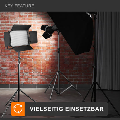 Walimex pro Niova 600 Plus Daylight Led-videolamp, continu licht, 36 watt, 600 leds, dimbaar, 5600 K, 4.350 lumen, CRI ≥ 97 Ra, DMX + afstandsbediening, 2 x NP-F-accusleuven + voeding