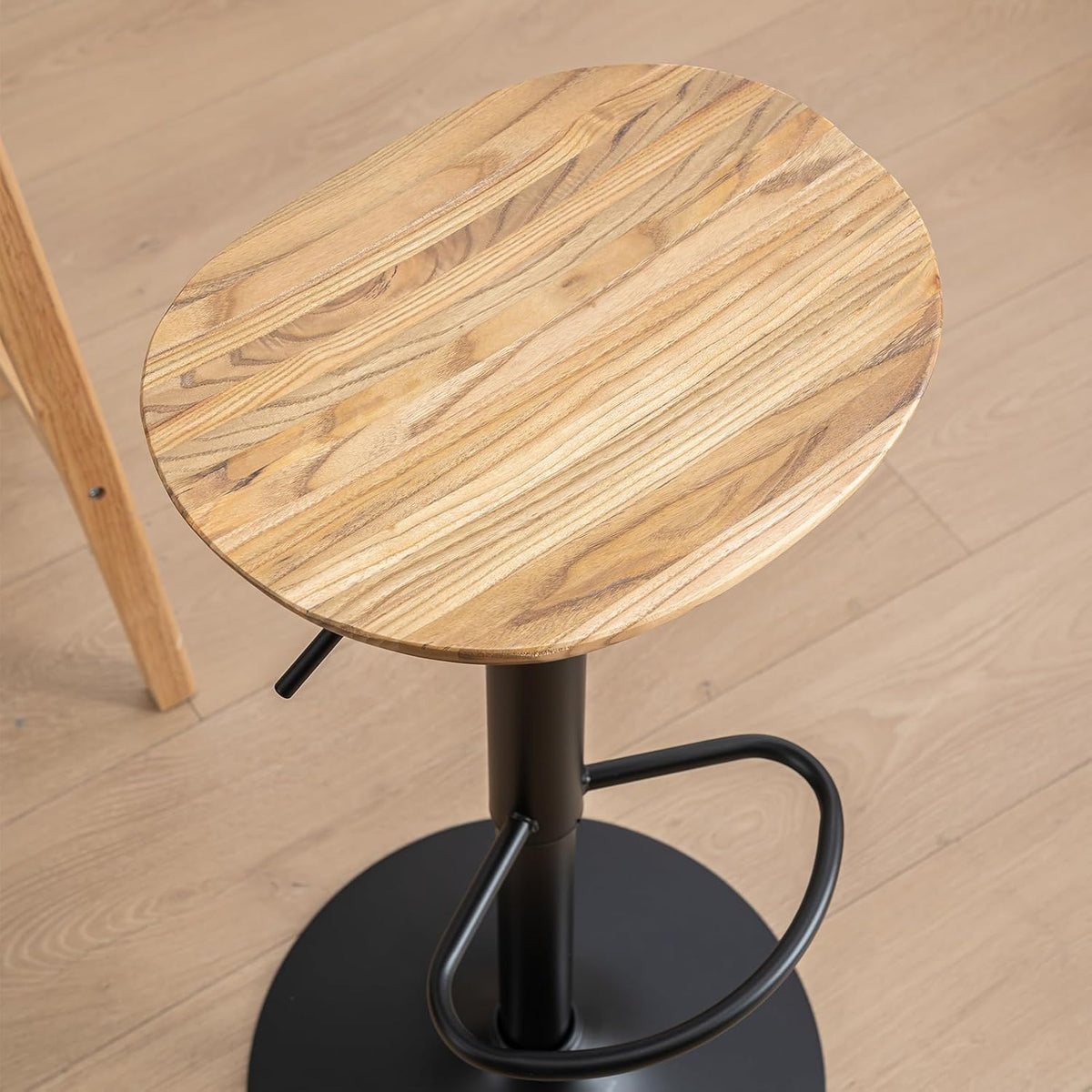 Kidol & Shellder Barkrukken Set van 2 Massief Hout 360 ° Verstelbare Hoogte Draaibare Metalen Basis Gemakkelijk te Monteren Moderne Industriële Keuken Werkbladen…