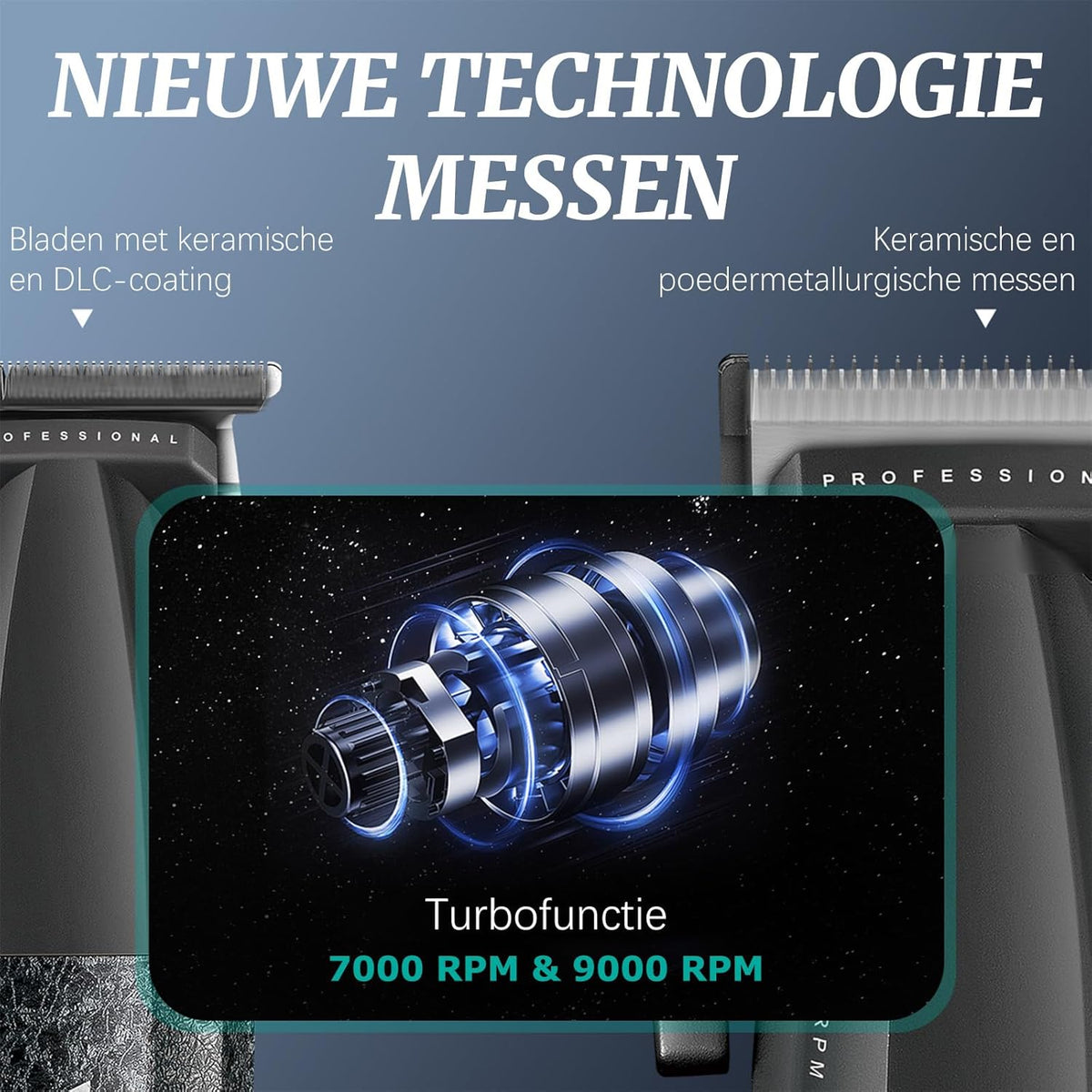 VGR 640 S3 Tondeuse voor Mannen, Oplaadbare Haarknipset, Professionele Fade Trimmer en Foil Scheerapparaat Set, Draadloze Haarverzorgingsmachine met LED Display voor Barbers en Thuisgebruik, Groen