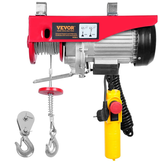 VEVOR Electric winch 300kg to 600kg lifting height 12m cable motor winch 1150W copper motor pulley 10m/min lifting speed lift with cable remote control cable lift chain hoist
