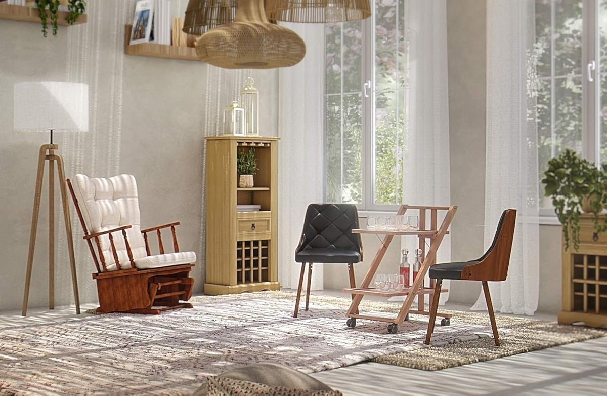 Arredamenti Italia Serveerwagen, massief beukenhout, 64 x 79 x 45 cm, kersenrood