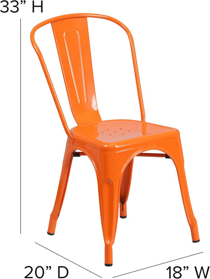 Flash Furniture Stapelbare stoel van metaal, voor binnen en buiten, kunststof, rubber, oranje, 4 stuks