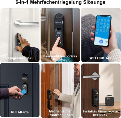 Slim Deurslot – Elektronisch Deurslot – Vingerafdrukslot – RFID Deurslot – Digitale Cilinder – 6-in-1 Ontgrendeling – Eenvoudige Installatie voor 50-90 mm Deurdikte