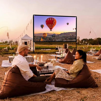GT GETCO TECH 16:9 indoor outdoor beamer scherm en statief, draagbare HD-beamer scherm, achterste bioscoopscherm met draagtas