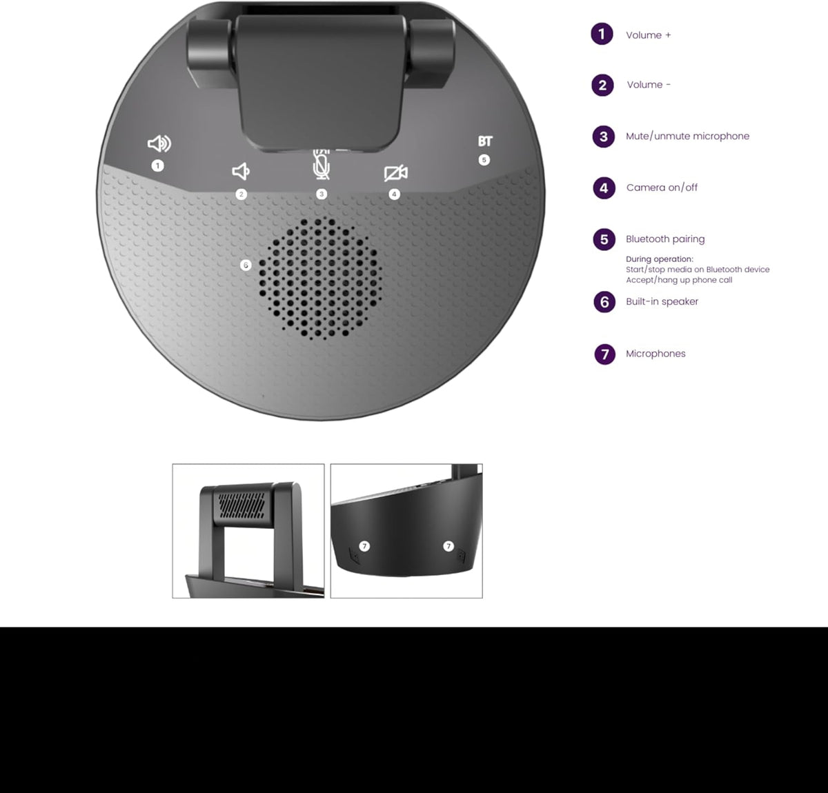4K videoconferentiesysteem - Marmitek Cam 4K Pro - vergaderruimtecamera - conferentiecamerasysteem - 4 x microfoon - 4K60 - videocamerakit voor vergadertraining - Speaker