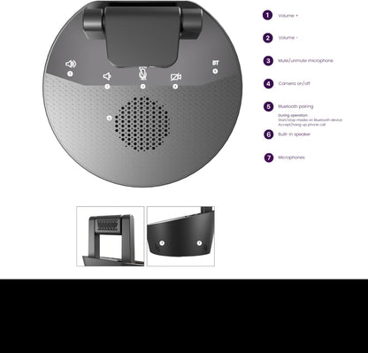 4K videoconferentiesysteem - Marmitek Cam 4K Pro - vergaderruimtecamera - conferentiecamerasysteem - 4 x microfoon - 4K60 - videocamerakit voor vergadertraining - Speaker