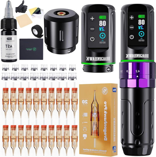 Draadloze Tattoo Pen – Tattoo Machine – Tattoo Kit – Tattoo Gun – Tattoo Set – 7 Verstelbare Slaglengtes – 2 Batterijen 2000mAh