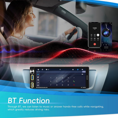 Hikity Autoradio met Scherm 1 Din Draadloze CarPlay Android Auto, 6,9 Inch HD Touch Screen Radio Bluetooth Handsfree Auto MP5 Speler met Achteruitrijcamera EQ FM SWC USB Type-C