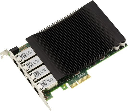 KALEA-INFORMATIQUE Netwerkcontroller kaart met 4 Gigabit Ethernet RJ45 LAN poorten op PCIe x4. Power Over Ethernet PoE+ 30W met Intel I350-chipset