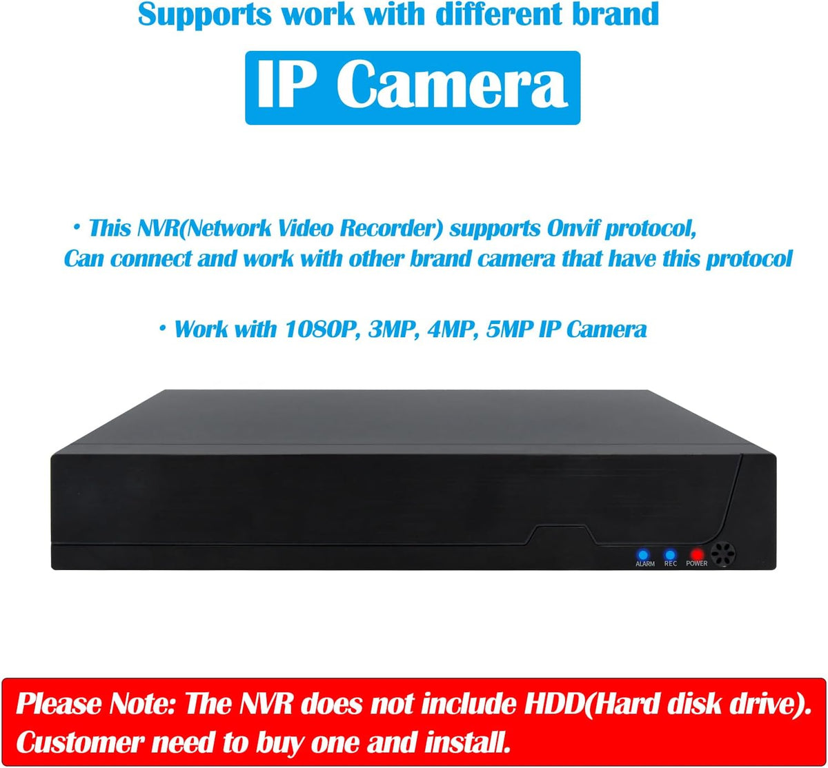8CH PoE NVR, POE netwerk videorecorder (HD 1080P/3MP/4MP/5MP) voor bewaking Home Security System, 8-kanaals Power Over Ethernet voor IP-camera, exclusief HDD (POE4008ES)