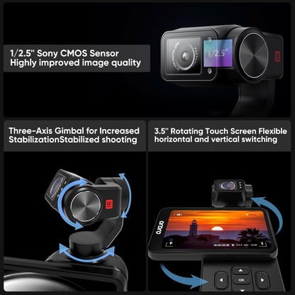 ORDRO M5 handheld set met 3-assige stabilisatie, draagbare wifi-vlogcamera met IR-nachtzicht, 120° groothoek en gezichtsherkenning voor YouTube