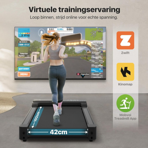 Loopband - Elektrische Loopband - Wandelpad - Wandel-Joggingmachine - met Helling - Ruimtebesparend - 2.25 pk - LED-display - Instelbare Snelheid - 12 km/u - voor Thuis - Onder het Bureau - 123 x 52 x 13 cm - Zwart