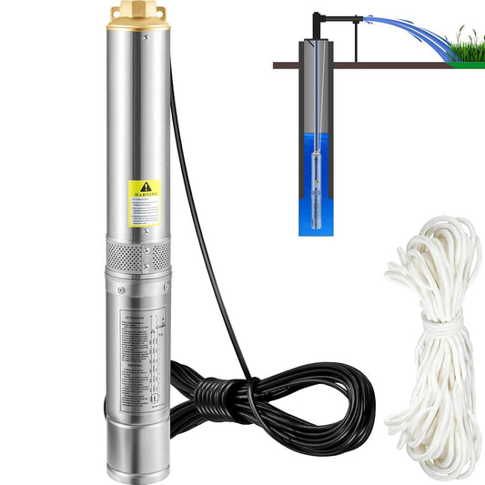 VEVOR Diepbronpomp motor met 750 W, dompelpomp voor fonteinen, 230 V, 50 Hz, dompelpomp voor fonteinen, maximale debiet van 105 l/min, bronpomp voor akkerland, fabrieken, mijnbouw